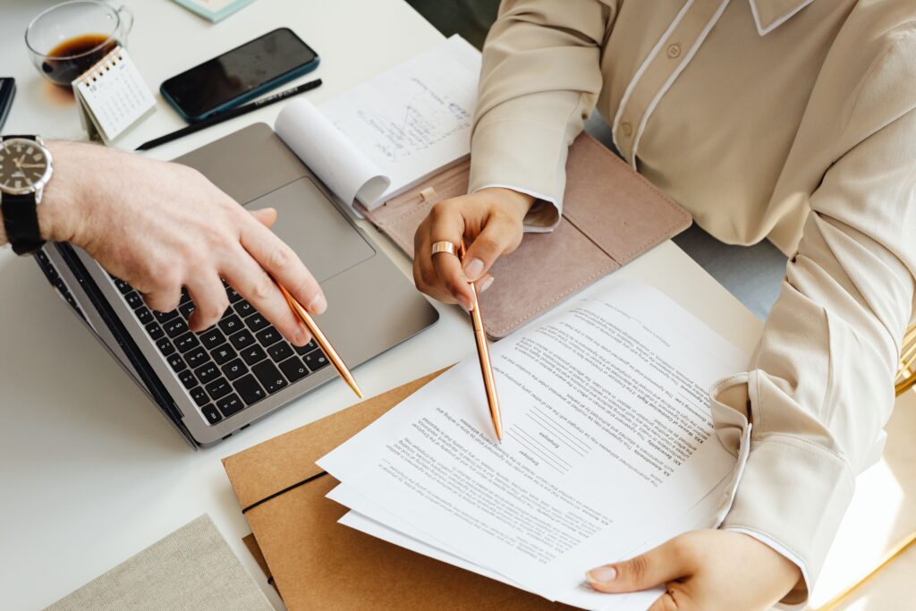 Professionals discussing affiliate marketing policies